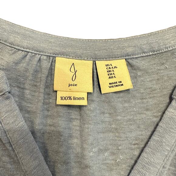 Joie Womens light blue linen jersey top quarter button down size large - Picture 3 of 4